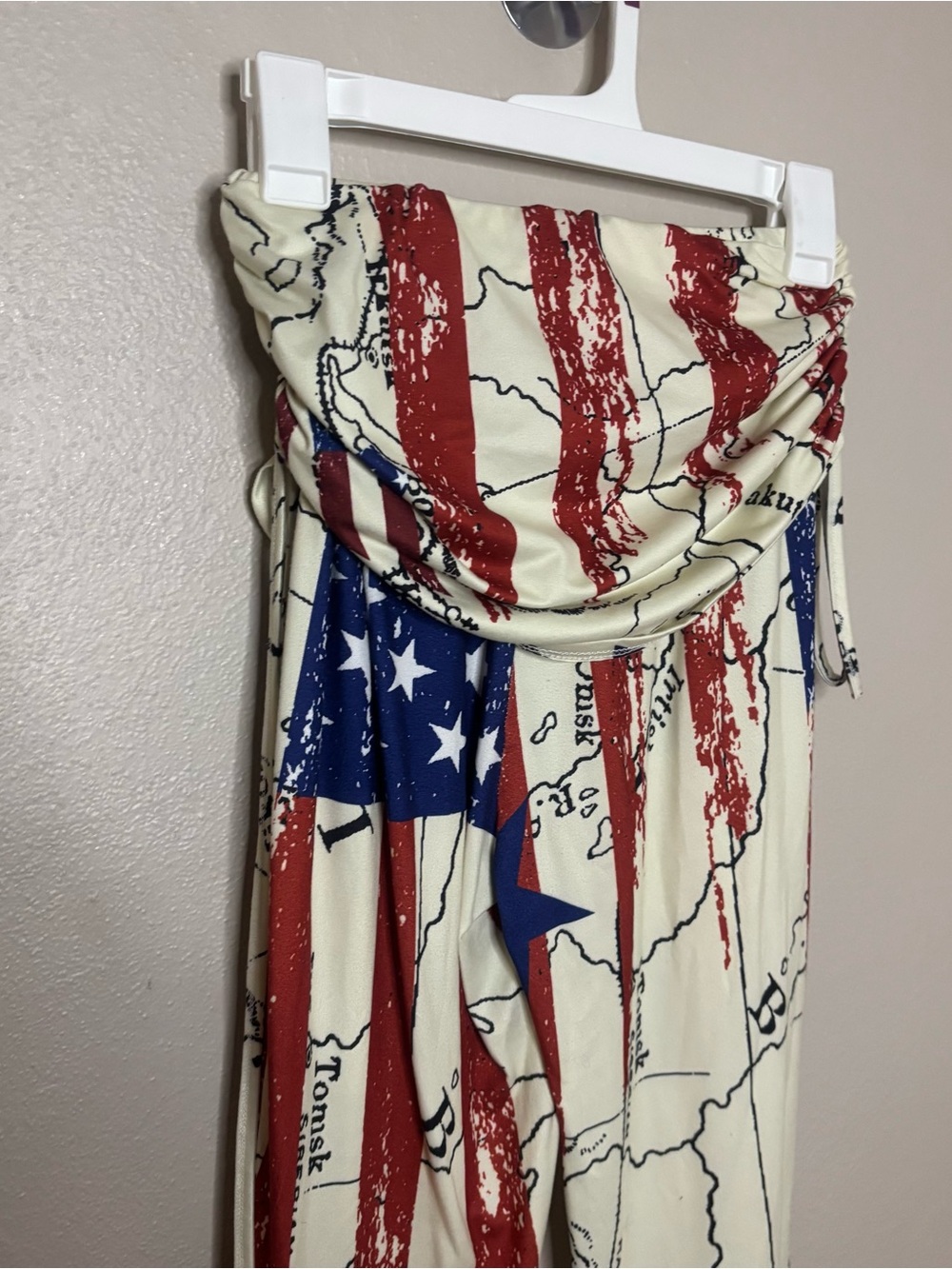 Y2K Patriotic American Flag Fold Over Flare Yoga Pants Western Rodeo Cowgirl Med - Picture 8 of 12